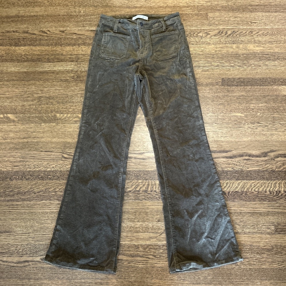 Altar'd State Olive Green Corduroy Flare Leg Pants Womens Size 27